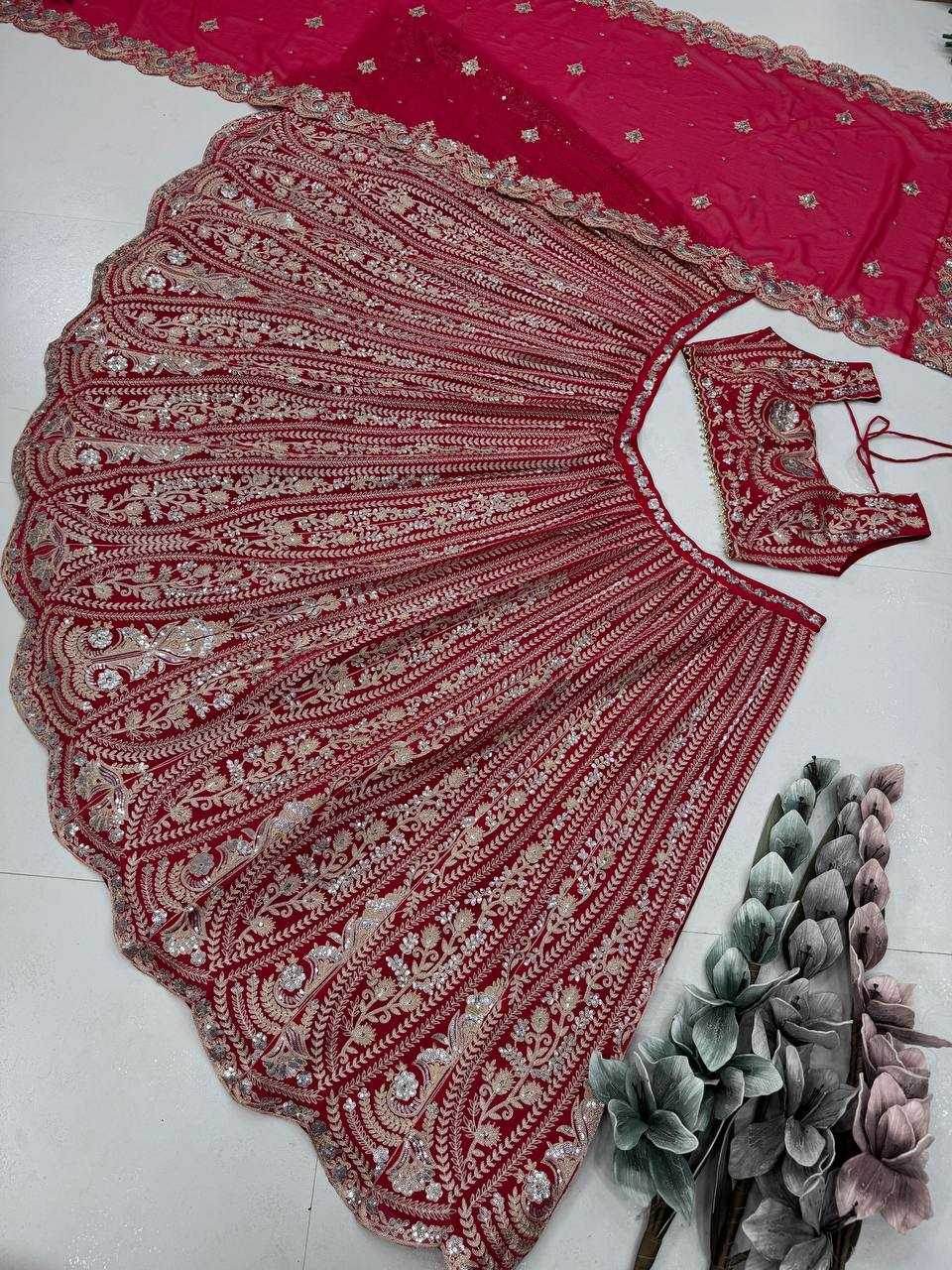 Faux Georgette Designer Embroidered Lehenga - MYLUXURY LANE ENTERPRISE